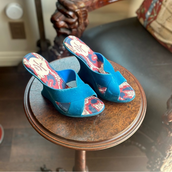 Vivienne Westwood Teal Open-Toe Heels - Picture 1 of 2